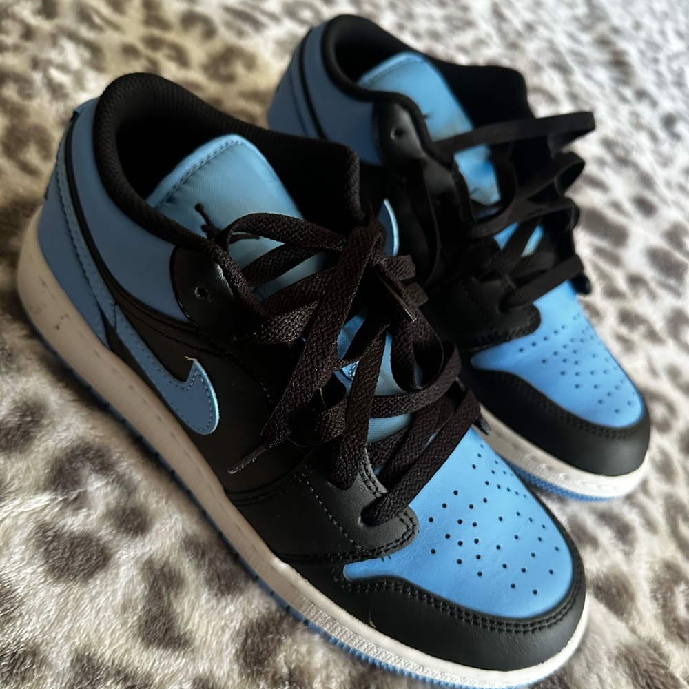 Jordan 1 Low Black and  University Blue Youth Size 5.5